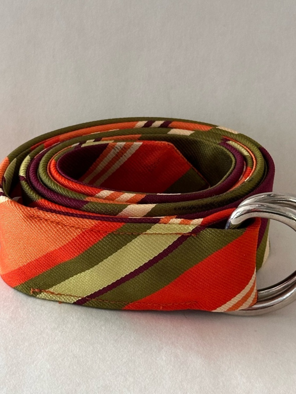 J. CREW SILK O RING BELT S/M STRIPES